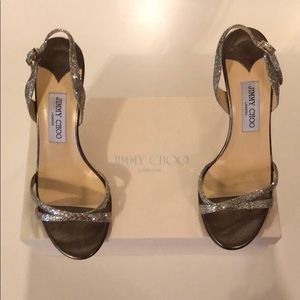 Jimmy Choo champagne glitter pumps